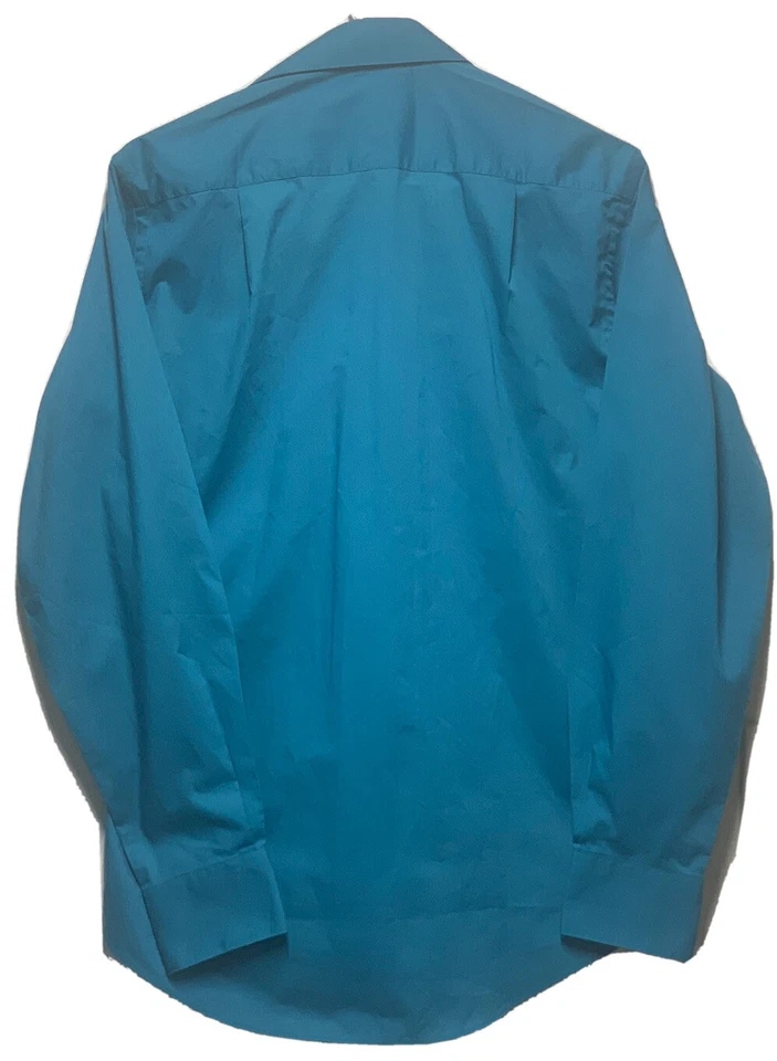 Рубашка мужская Pierre Cardin на пуговицах с длинным рукавом синяя размер S 14-14 1/2 приталенная - Изображение 3 из 4