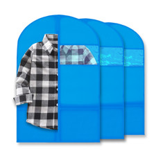 36" Kids Dance Garment Bags 3 Pack Blue Costume Organizer w/ Zippered Pockets
