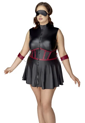 COTTELLI BONDAGE Bondage Minikleid Damen Mieder Erotik Kleid Maske Fesseln Dessous Wetlook Latex