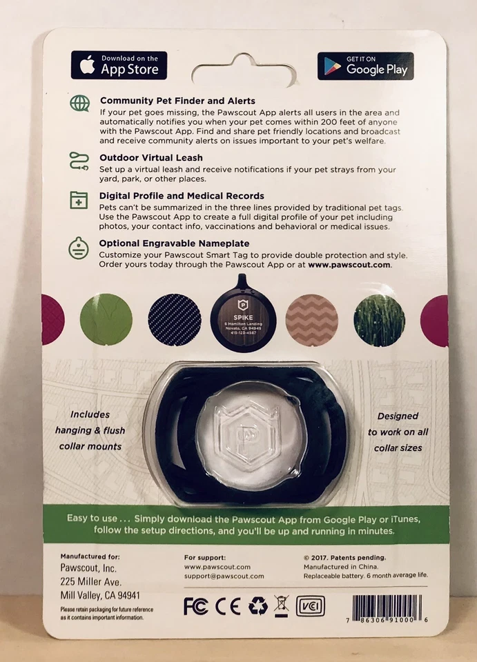 PAWSCOUT The Smarter Pet Tag Community Pet Finder & Alerts Bluetooth Black BNIB - Image 2 of 2