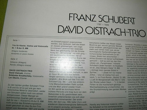 Schubert - Trio No. 1 David Oistrakh Trio - Knushevitzky - Oborin EMI STEREO NM - Picture 3 of 3