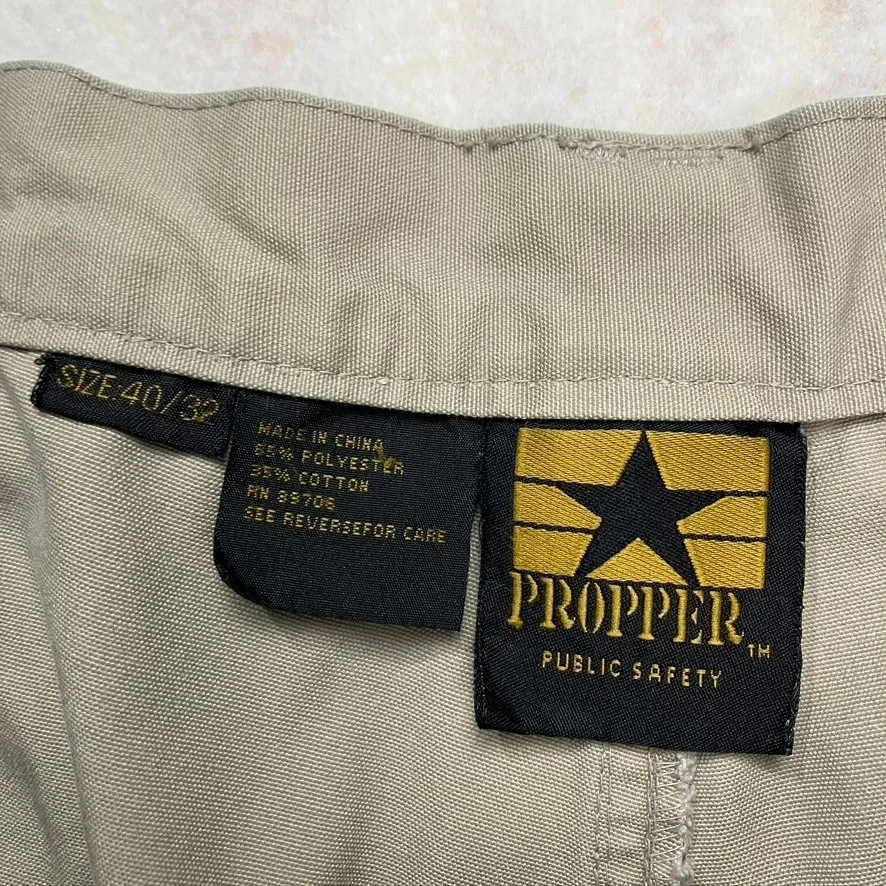 Pantalones cargo tácticos caqui PROPER MEN talla 40x32 mezcla de algodón poliéster Foto 3 de 4