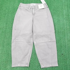 New Abercrombie Kids Balloon Jeans 5/6 Gray High Rise Relaxed Tapered Fit