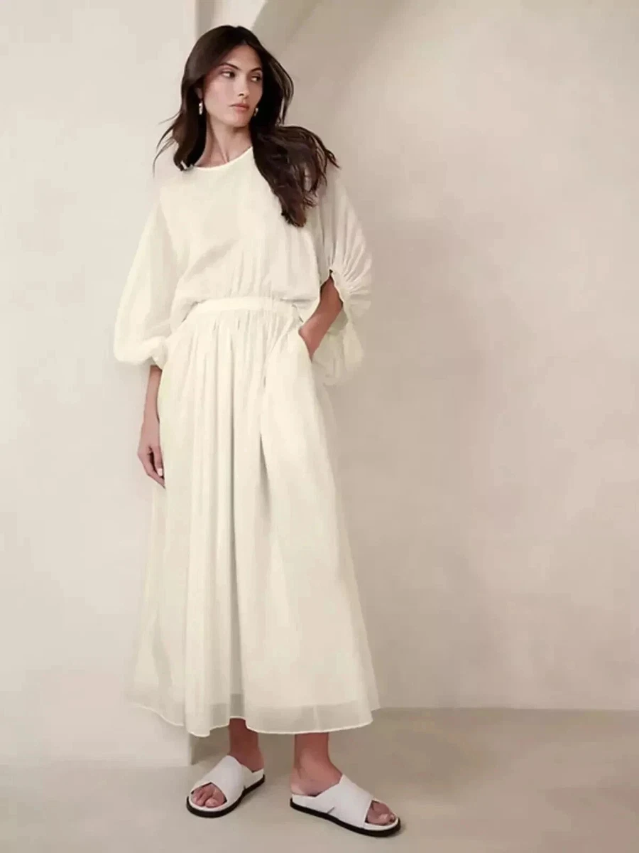 staud linen dress STAUD, Amelie Linen Dress in Natural, Size Small main image 1