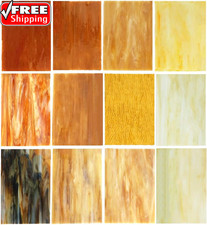   10 Sheets  Amber Variety Stained Glass Sheets 4 X 6 Inch Opal Art Glass Pack Tif
