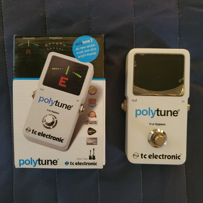 TC Electronic PolyTune 2 True Bypass Pedal Tuner White for Guitar & Bass