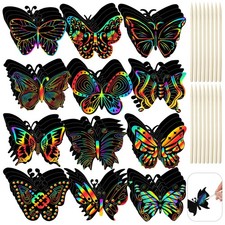 Deekin 72 Pcs Butterfly Scratch Craft 18 cm x 25 x 1.5 cm, multicolored