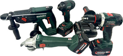 metabo 18V 3x4Ah Akku Werkzeug Maschinen Set SSW BS KH 18 LTX W 18 L 9-125 Quick