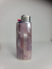 Estuche encendedor rosa lavanda madreperla carcasa mosaico funda BIC Handmad