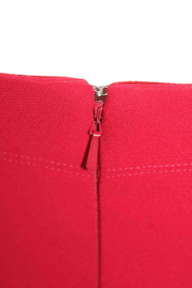 Vestido feminino Jill Jill Stuart com zíper nas costas alça espaguete gola V babado vermelho tamanho 0 - Imagem 4 de 4