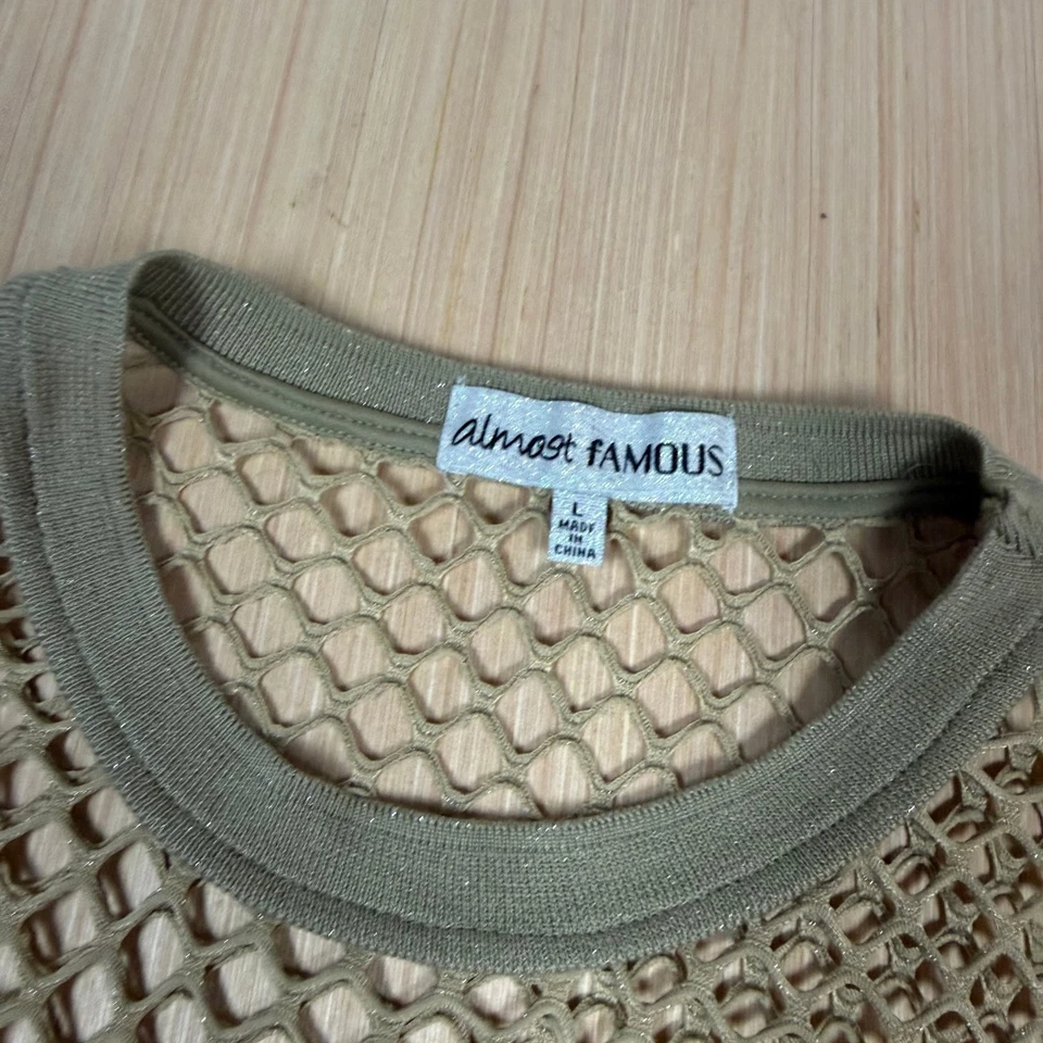 Vestido de red casi famoso y2k de colección para cubrir a través de malla grande dorado Foto 3 de 4