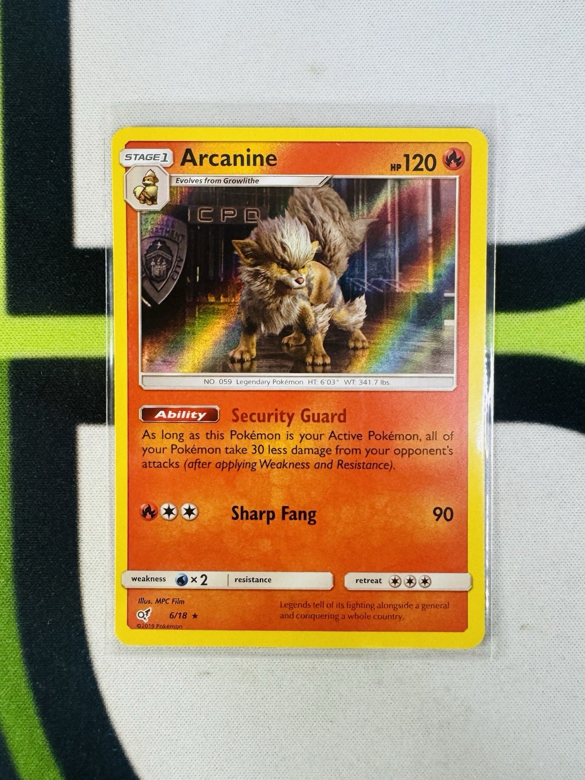 Arcanine 6/18 Holo NM Detective Pikachu Pokemon Card TCG