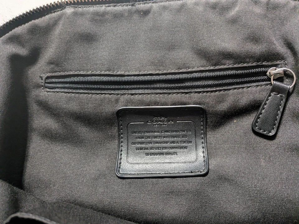 Auténtico bolso de mano Coach a rayas con cebra negro marfil bolso domo ribete de cuero Foto 4 de 4