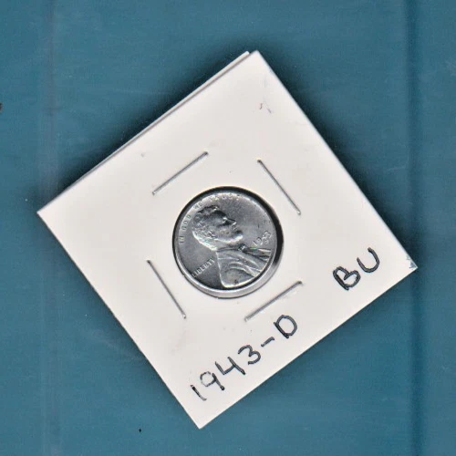 1943-D  BU Bright Uncirculated Lincoln Wheat Penny Coin FREE US SHIPPING