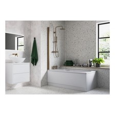 Single Straight Bath Screen - Brushed Bronze