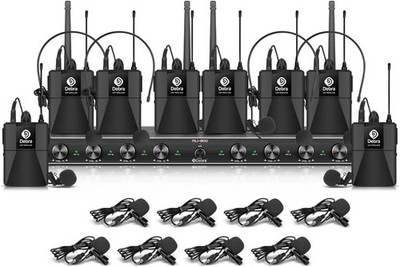 Debra Audio AU-800 8-Channel UHF Wireless Microphone System 8 Bodypacks/Headsets