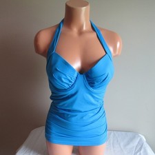 Tommy Bahama Pearl UW Full Coverage Cup Tankini Swim Top Azure Blue S/D NWT