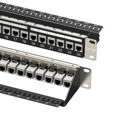 Cable Matters 1U 24-Port STP Shielded Cat 6A Ethernet Patch Panel with Inline