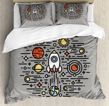 Space-Themed Art Duvet Cover Set, Twin Size, 2 Pack with Pillowcases