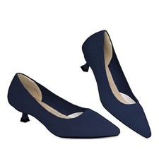 Womens Kitten Heels Pumps Shoes Comfortable Knit Closed Toe Heels for Women W...