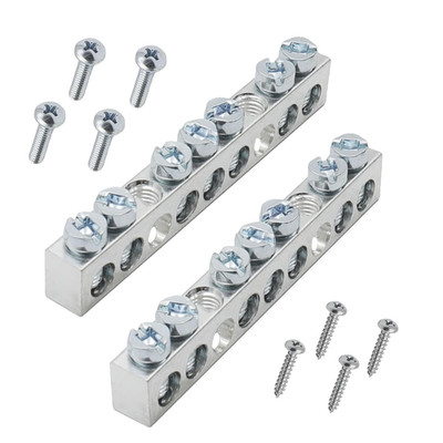 Ground Bar Kit for Square D, 7 Terminal Grounding Bar Compatible with Schneider
