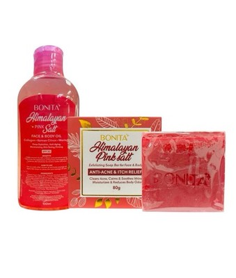 Bonita Himalayan Pink Salt Bundle   SPF30 Oil + Exfoliating Soap