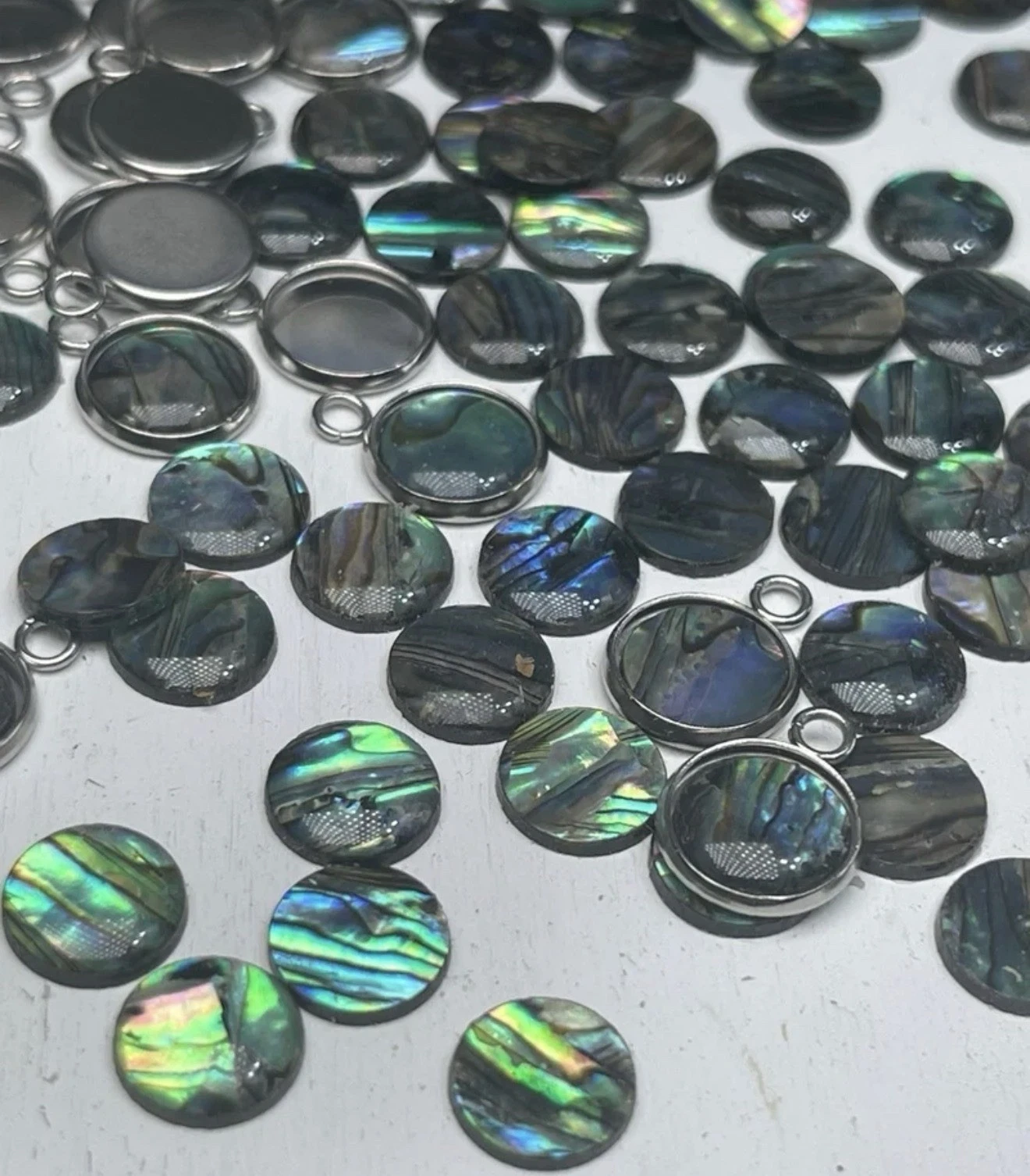 Real Paua Abalone Shell Cabochons, Bezels Earrings & more DIY JEWELRY MAKING Kit - product detail image 8