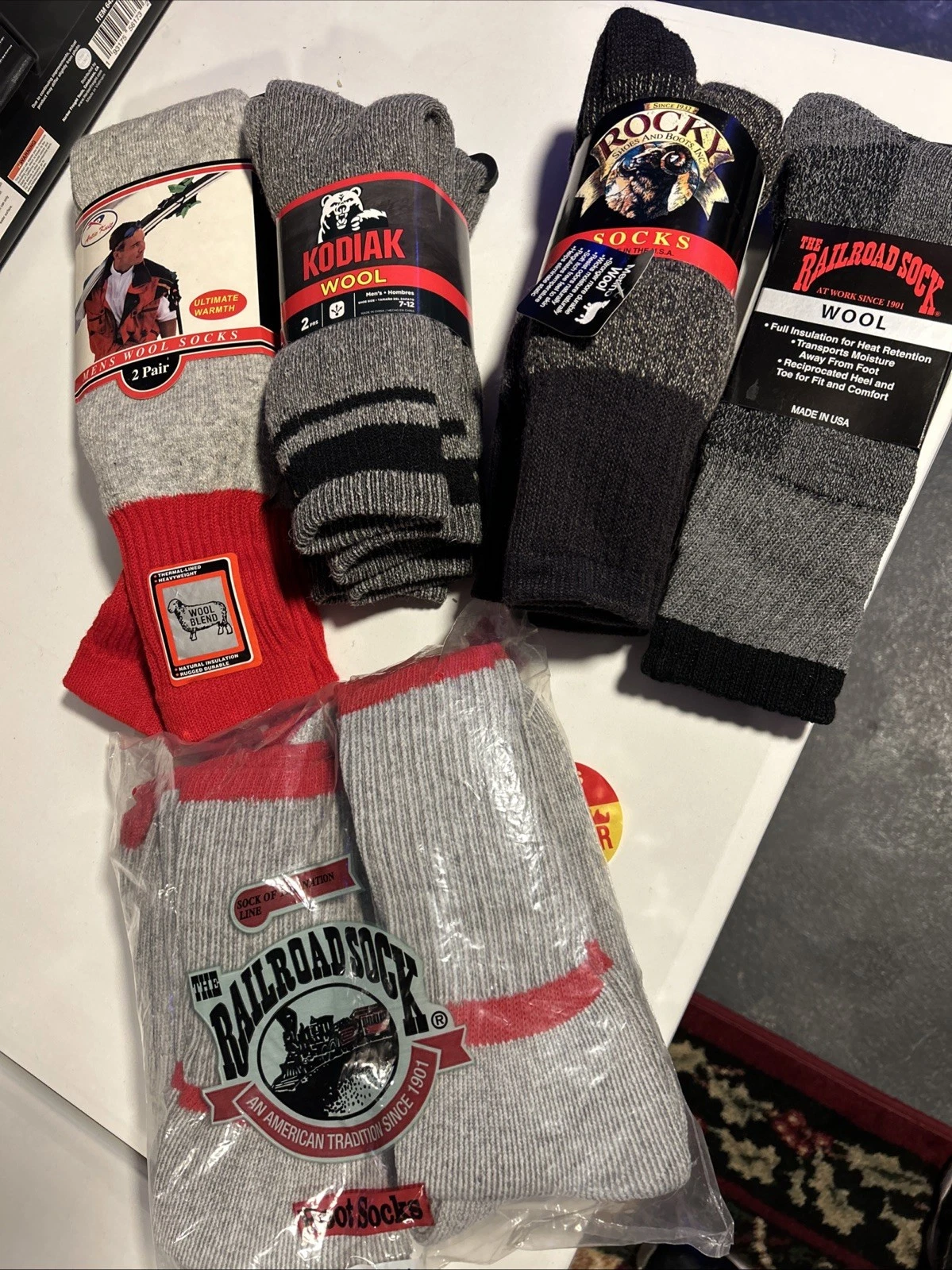 Vintage Wool Socks Men’s Railroad Rocky Kodiak Artic Knit USA Y2K Lot 13pr😇💯