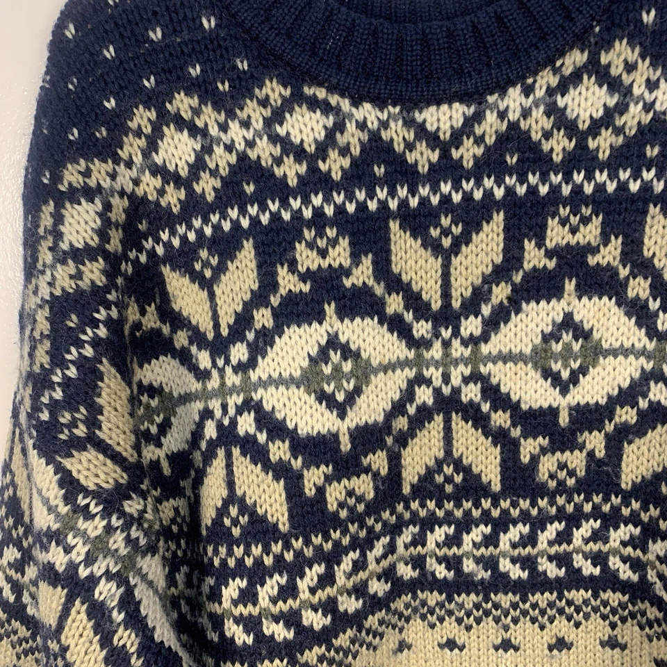 Abercrombie & Fitch VTG 90s The Big Sweater 100% Wool Nordic Ski Chunky Men L - Image 4 of 4