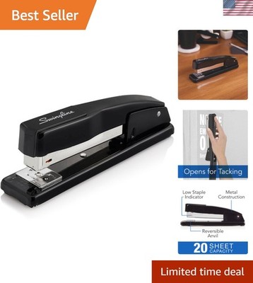 Reliable Manual Stapler - 20 Sheets Capacity with Jam-Free Performance in Black