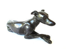 Vtg Cast Metal Greyhound Whippet Dog Laying Paws Crossed Black Vtg Cast Metal Greyhound Whippet Dog Laying Paws Crossed Black