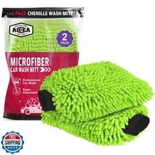 AIDEA Car Wash Mitt Microfiber, 2PK Scratch Free Lint-Free, Premium Chenille 