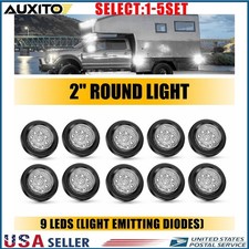 2 Inch Round 9 Led White Side Marker Clearance Light With Grommet White 10-50x