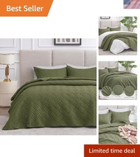 California King Size Quilt Bedding Set Olive Green Bedspread - Cal King Summe...