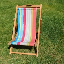 Kids Folding Deck Chair with multi coloured sling seat