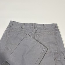 LL Bean Katahdin Iron Works Gray Pant Mens 40x34 Khaki Canvas Heavy Duty (40x32)