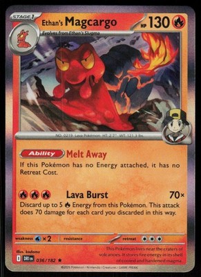 Ethan's Magcargo 036/182 Rare Destined Rivals Pokemon Holo Near Mint