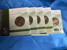 1999 6 x $1 ONE DOLLAR THE LAST ANZACS M MINT MARK UNC COIN CARD - UNFOLDED (6)