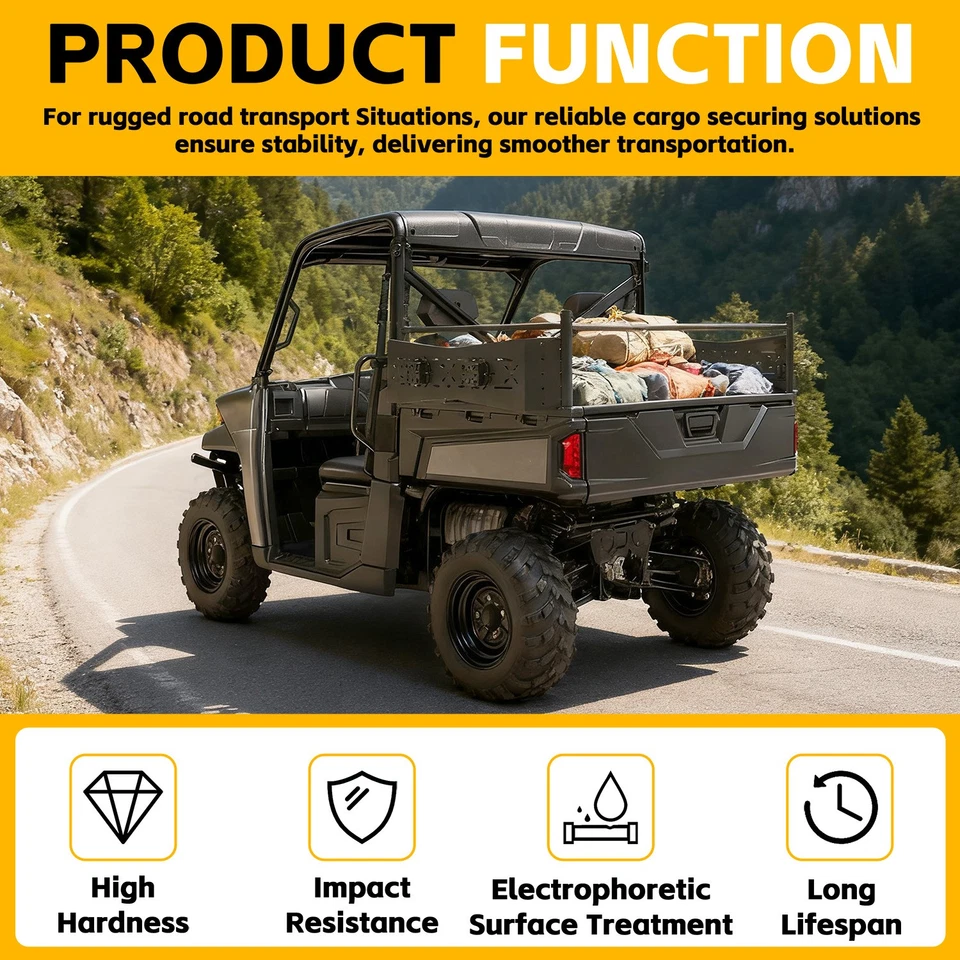 Rear Cargo Rack Bed For Polaris Ranger XP 570/900/1000 Crew 15-25 Powder Coated Foto 4 de 4