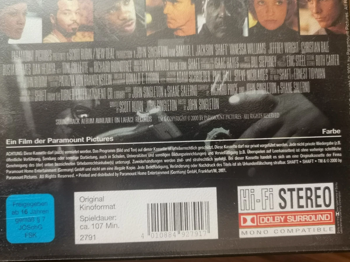 Shaft VHS 2000 Samuel L. Jackson John Singleton Paramount FSK 16 401088492791 C0