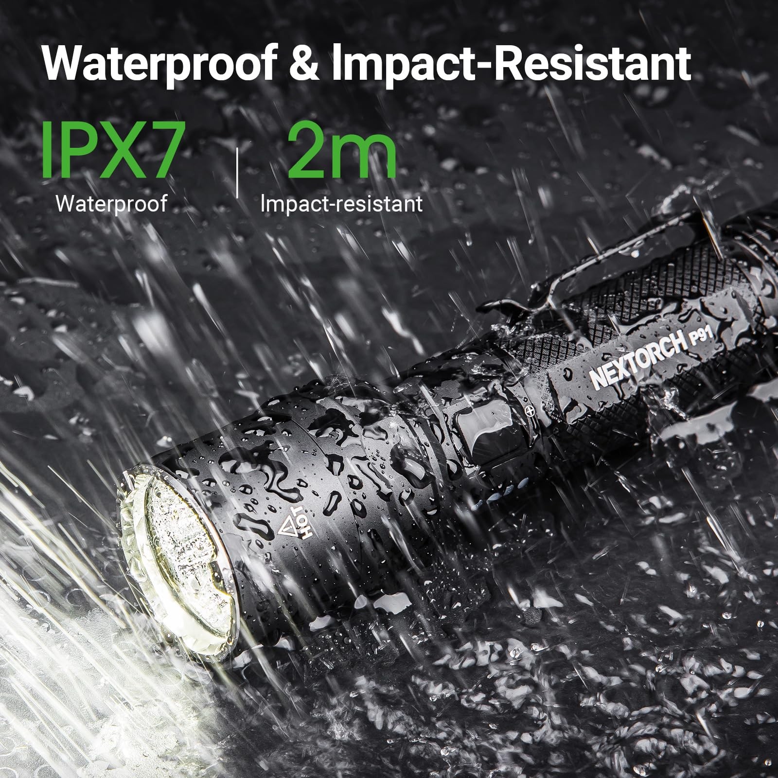 P91 Tactical Flashlight High Lumens, 5000 Lumens Dual Switch Rechargeable Fla...