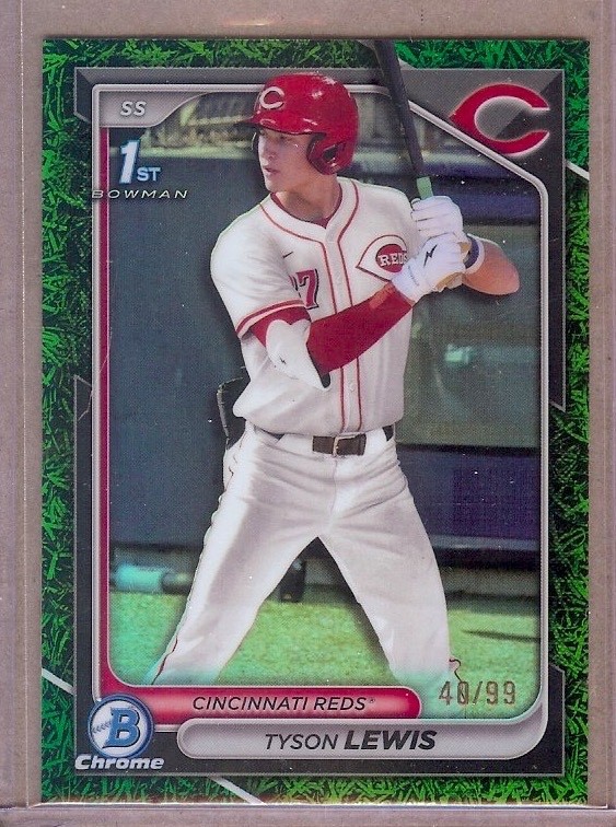 2024 BOWMAN CHROME #BDC-44 TYSON LEWIS GREEN GRASS REFRACTOR 40/99!!