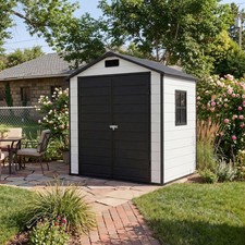 6x4FT Outdoor Resin Storage Shed w/Lockable D...