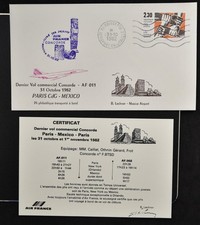 FRANCE to MEXICO 1982 AF CONCORDE Last Flight/FFC Cover Paris to Mex-City ,First