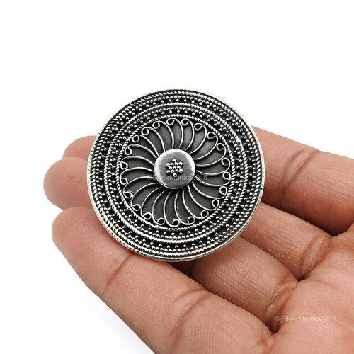 Anello Cocktail In Argento Sterling 925 Fatti A Mano Indiano Taglia 9 U93