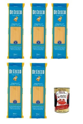 De Cecco Linguine N. 7 100% Italienisch Pasta Nudeln 5x 500g+Polpa 400g