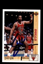 Signed Basketball Card Auto Stacey King 1991-92 Upper Deck #182 Chicago Bulls
