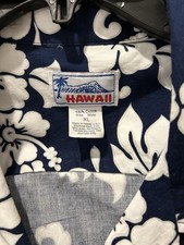 VINTAGE HAWAIIAN SHIRT HAWAII BRAND 100 COTTON BUTTON UP BLUE USA MADE