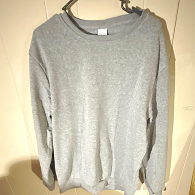 Men's Gray Crew Neck Pullover Sweatshirt Solid Long Sleeve Regular Size XL