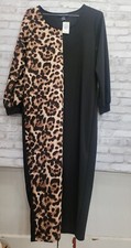 Ashley Stewart 14/16 Knit Colorblock Midi Dress Animal Print NEW Bodycon Cheetah